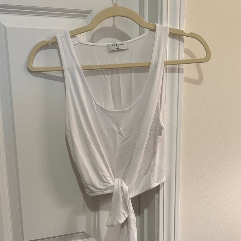 Babaton Ivory Tie-Front Tank Top